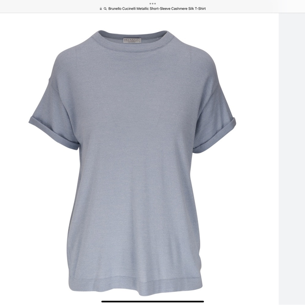 Brunello Cucinelli
Metallic Short-Sleeve Cashmere Silk T-Shirt